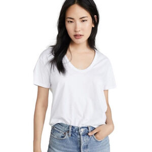 AG ADRIANO GOLDSCHMIED | white scoop-neck short sleeve 100%  cotton tshir…​